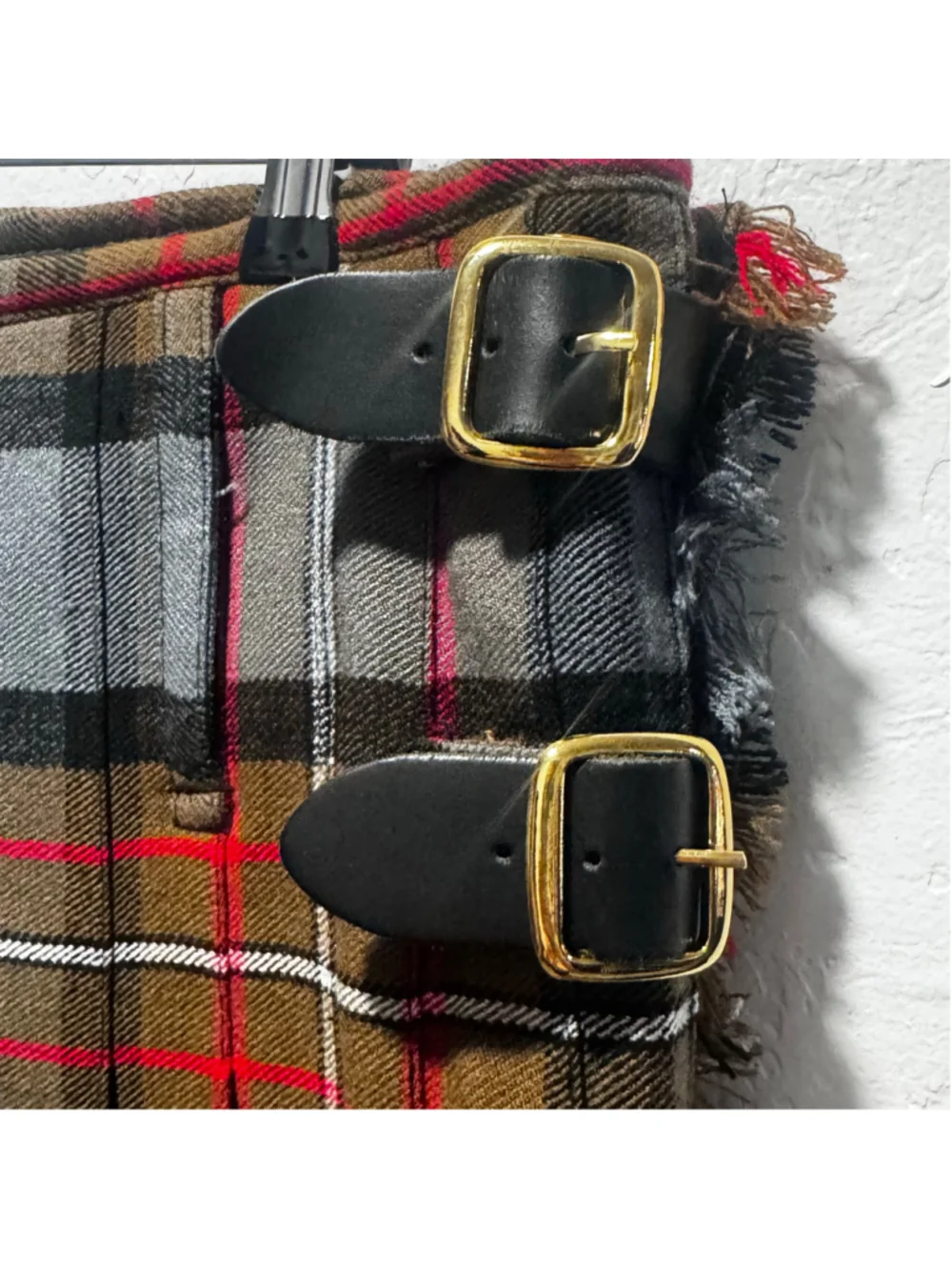 Scottish Kilt Men's 32 Brown Grey Plaid Tartan